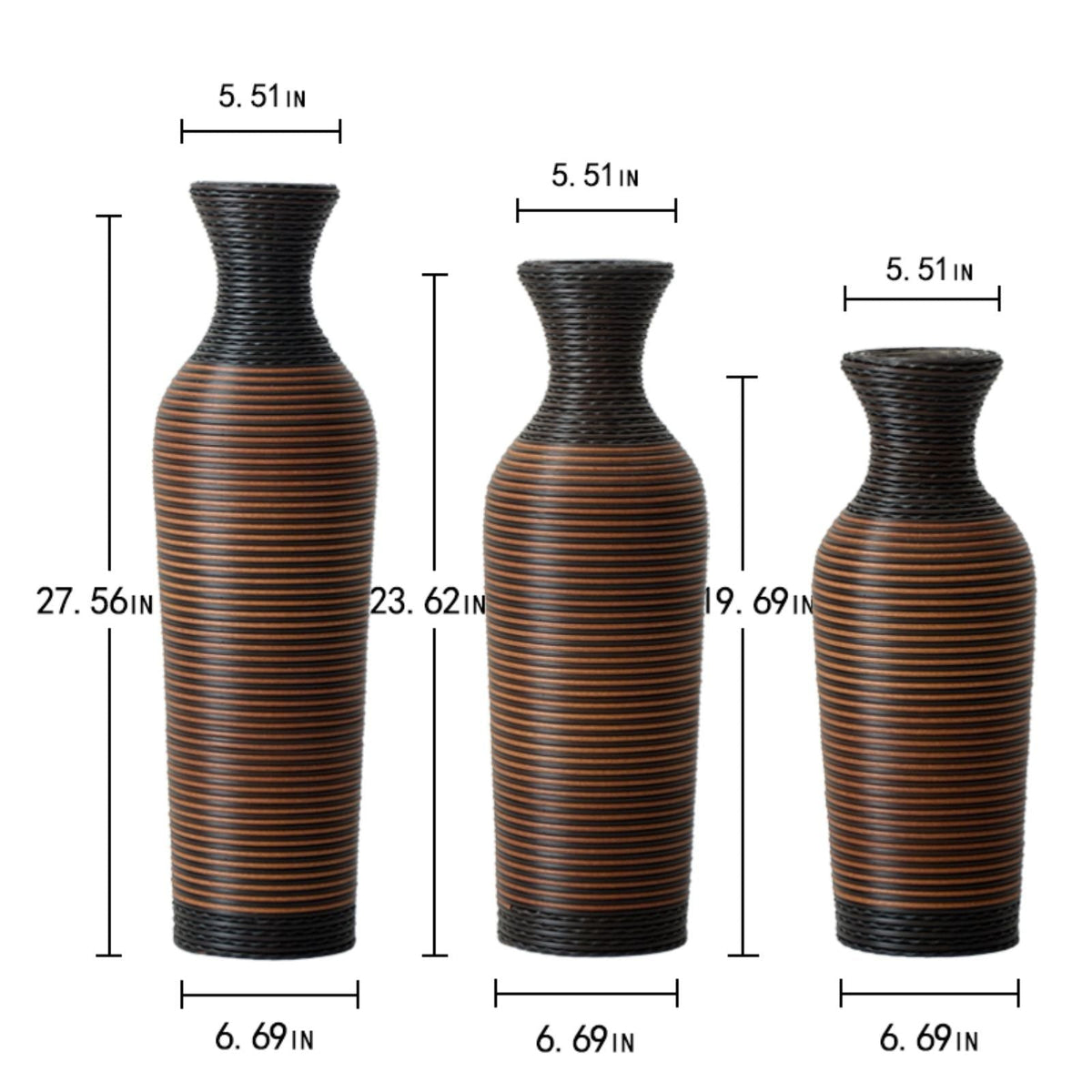 Classic And Neat Floor Vase, High Independent Flower Stand (Set of 3)