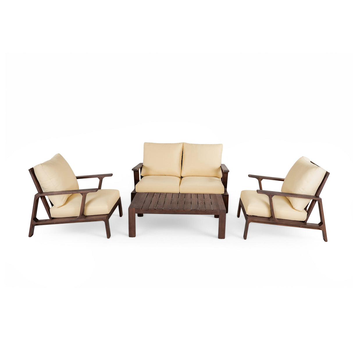 4-Piece Outdoor Sofa Set with Cushions and Coffee Table