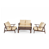 4-Piece Outdoor Sofa Set with Cushions and Coffee Table