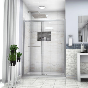 Single Sliding Bypass Shower Door with Tempered Glass Enclosure - Pearl Silver or Gray