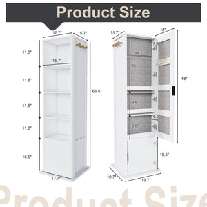 360° Rotating Makeup Cabinet With Full Length Mirror