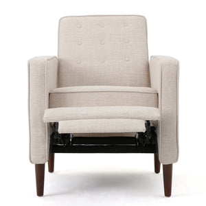 Mid-Century Modern Recliner With Button Tufted Waffle Stitch