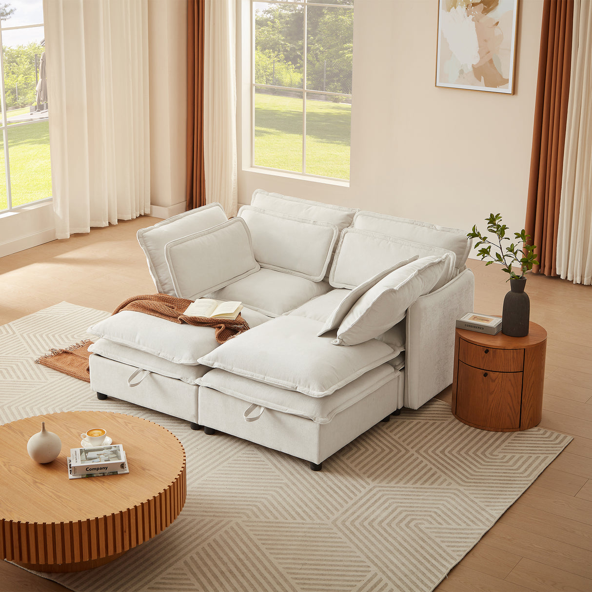 Double-Layer-Cushion-Modular-Sofa,-4-Seater-with-Storage-Function-Sofas-&-Sectionals