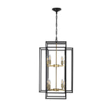 18' Modern 8-Light Black Gold Geometric Pendant Chandelier