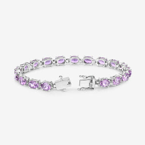 14.40 Carat Genuine Amethyst .925 Sterling Silver Bracelet