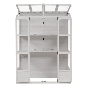 TOPMAX 78-inch Wooden Walk-in Greenhouse with 4 Skylights and Folding Shelves