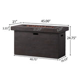 Custer - Rectangular Fire Pit 50,000 BTU Magnesium Oxide - Brown