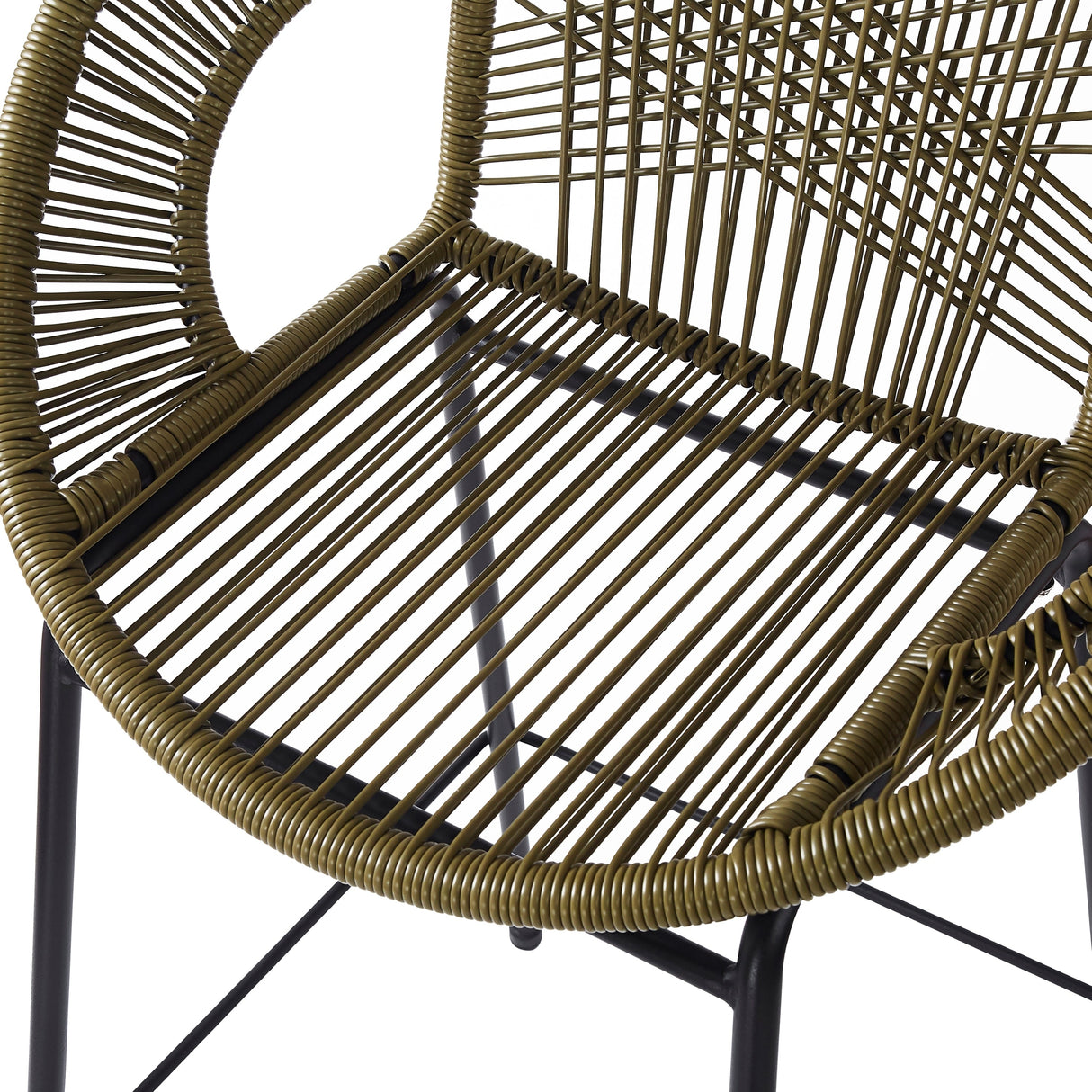 Ferrara Outdoor Patio Green Faux Wicker Barstool Set with Ergonomic Design and Durable PE Material