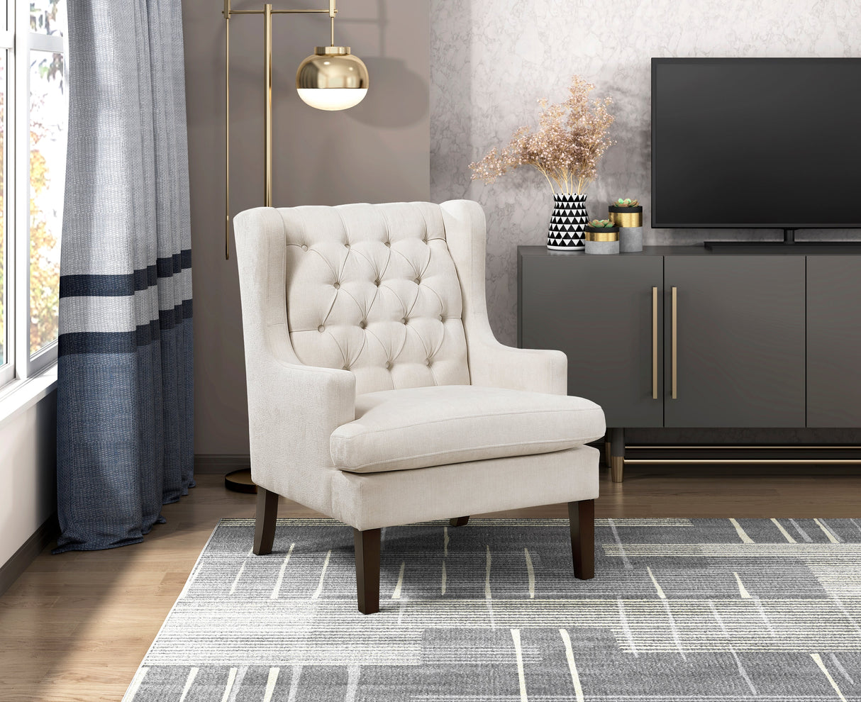 Button-Tufted Upholstered High Back Accent Chair