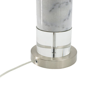Sculpted Marble & Crystal Cylinder Table Lamp