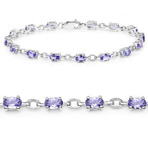 3.12 Carat Genuine Tanzanite .925 Sterling Silver Bracelet