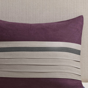7 PC Pieced Faux Suede Comforter Set Purple Queen