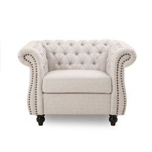 Nexuson - Upholstered Chesterfield Chair With Deep Tufted And Nailhead Trim