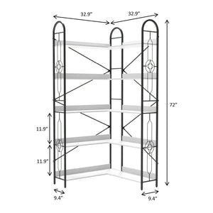 Industrial Style Corner Bookshelf With Thickened Iron Frame