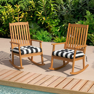 Outdoor Chair Cushions Set of 8 - Black/White Striped