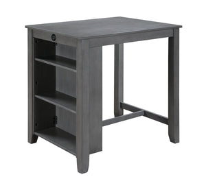 Graham 36' 3-Piece Gray Finish Small Space Counter Height Dining Table with Shelves and 2 Chairs