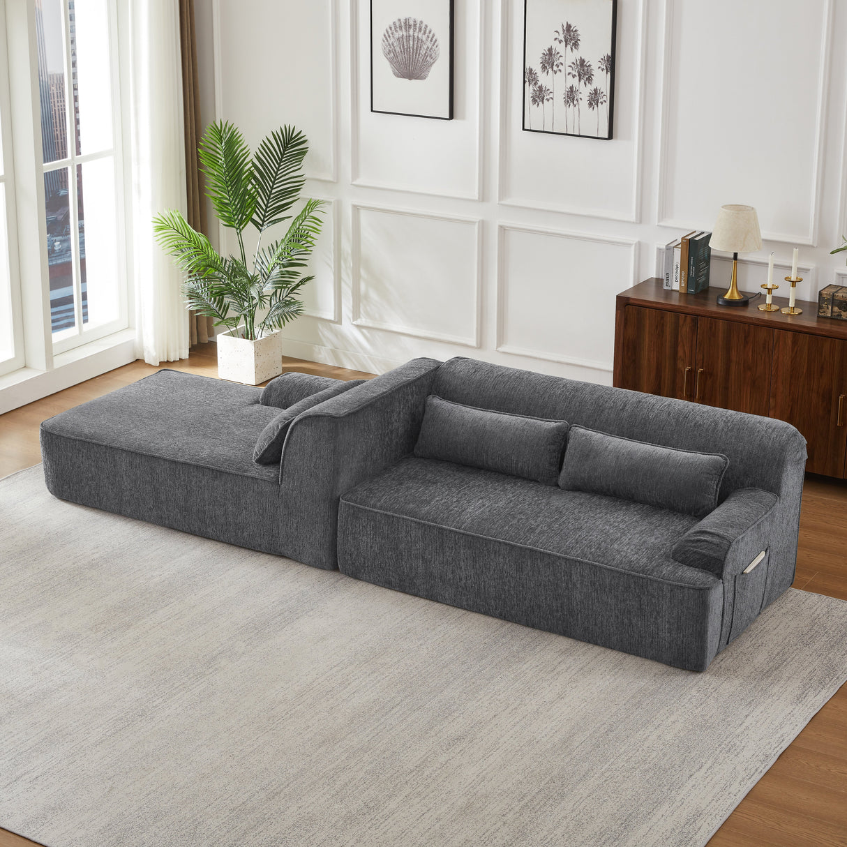 Chenille L-Shape Luxury Sectional Sofa