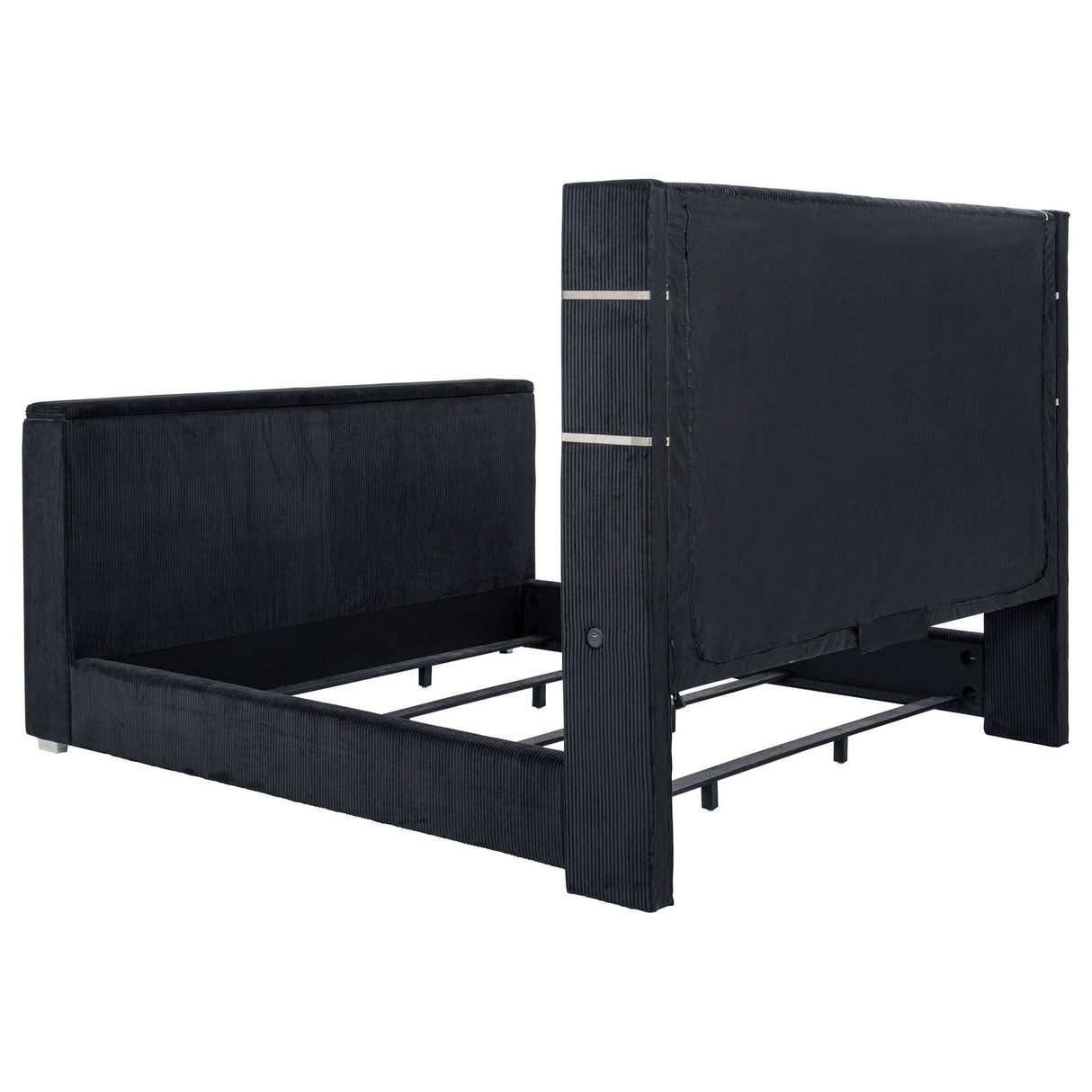 Tisdall Eastern King Flame Visualizer Wingback TV Bed Black