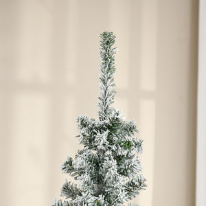 HOMCOM 6' Tall Unlit Snow-Flocked Slim Artificial Christmas Tree