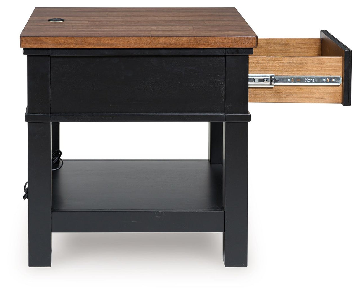 Wildenauer - Rectangular End Table - Brown / Black