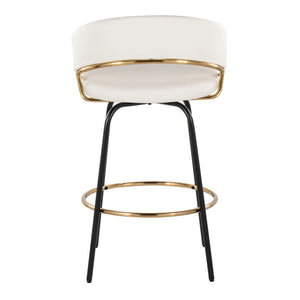 Jie - Fixed Height Contemporary Counter Stool With Swivel Round Footrest (Set of 2)