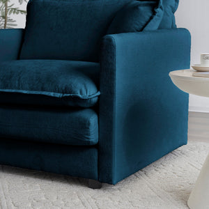 2-Piece Upholstered Sectional Sofa Set in Blue Chenille