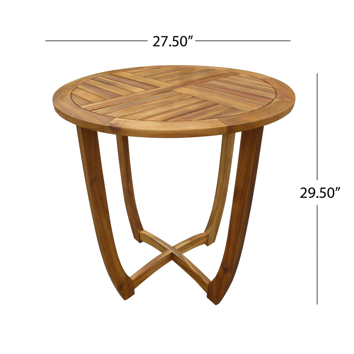 27.5' Outdoor Circular Wood Bistro Table with Curved Legs and Slat Panel