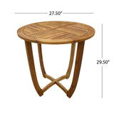 27.5' Outdoor Circular Wood Bistro Table with Curved Legs and Slat Panel