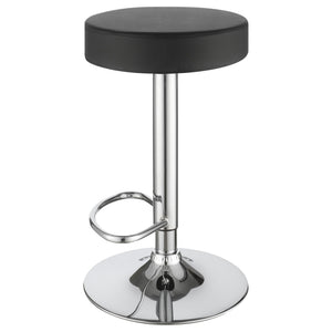 Adjustable Hydraulic Bar Stool With Base And Padded Seat - Black / Silver