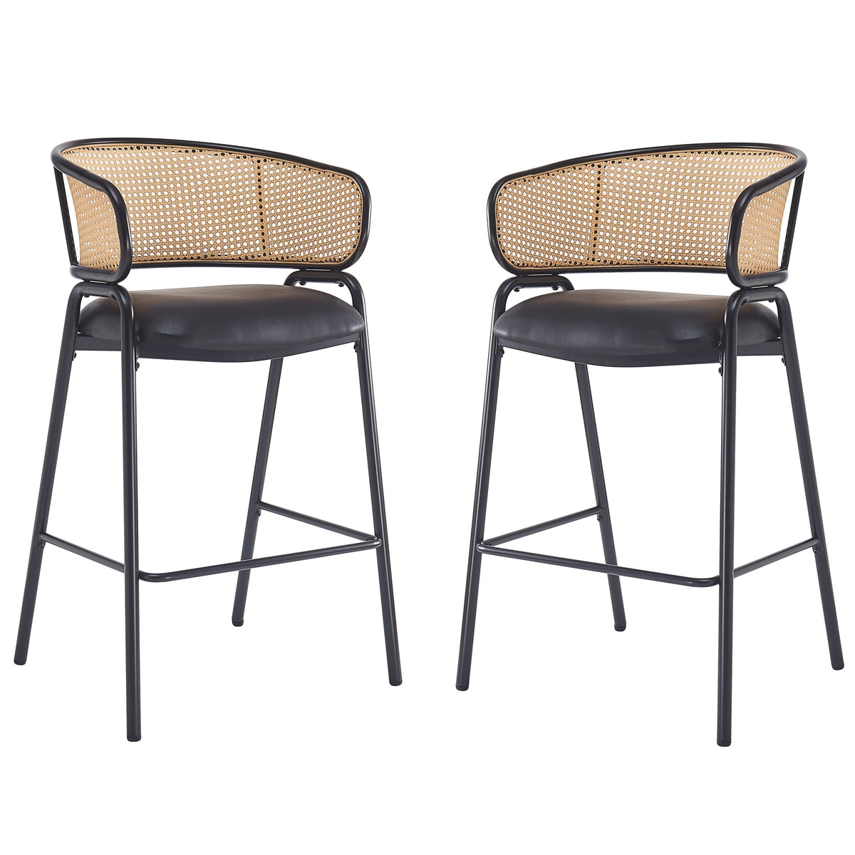 Ethan Indoor Metal Upholstered Barstool Set of 2