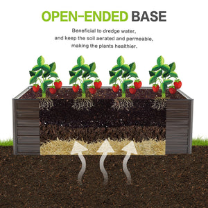 Walnut Raised Metal Garden Bed Kit with Safety Edging - 74.6" x 35.4" x 25"