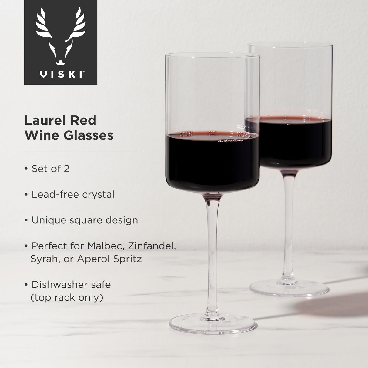 Laurel crystal red wine glasses viski®