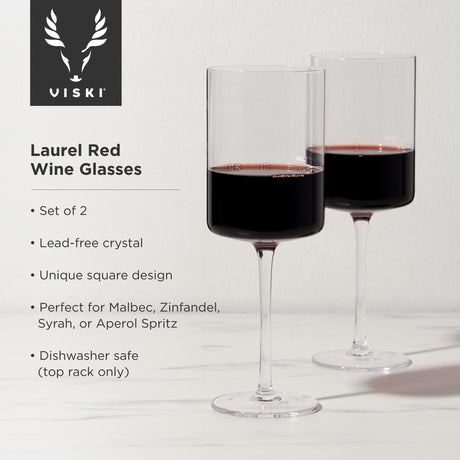Laurel crystal red wine glasses viski®