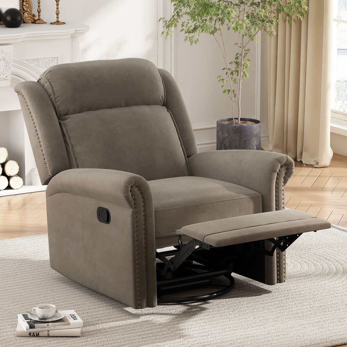 360 Degrees Swivel Recliner Manual Rocking With Adjustable Backrest
