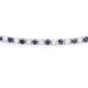6.87 ct. t.w. Blue Sapphire and White Topaz Bracelet in Sterling Silver