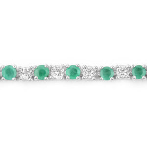 5.77 Carat Genuine Emerald and White Topaz .925 Sterling Silver Bracelet