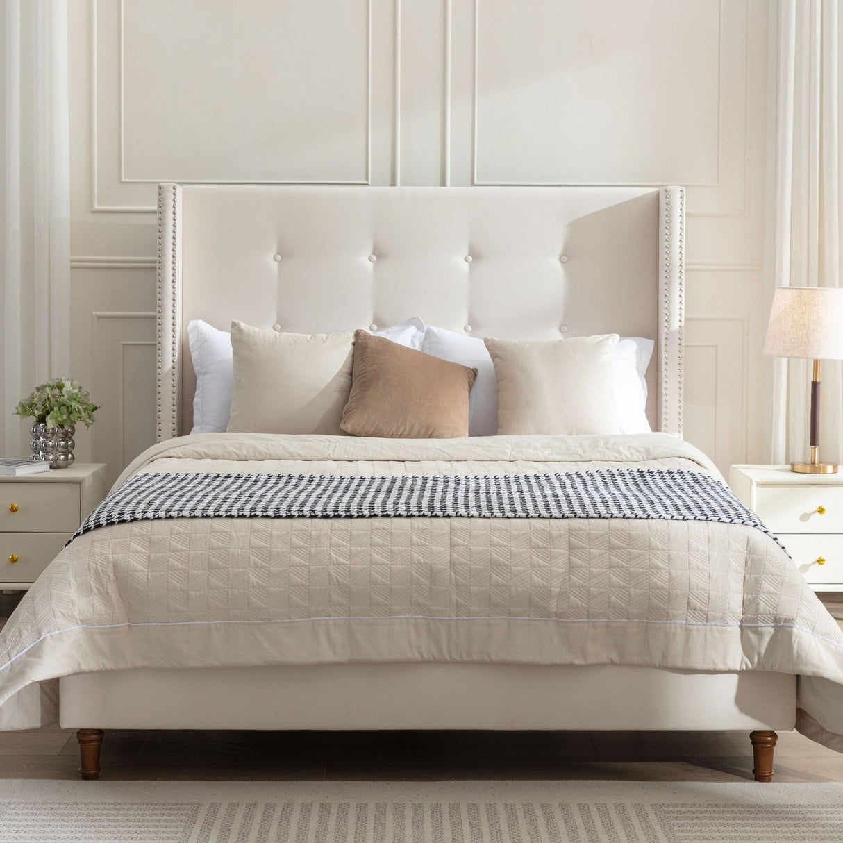 Peyton Upholstered King Bed with 54" High Headboard