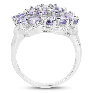3.35 Carat Genuine Tanzanite .925 Sterling Silver Ring