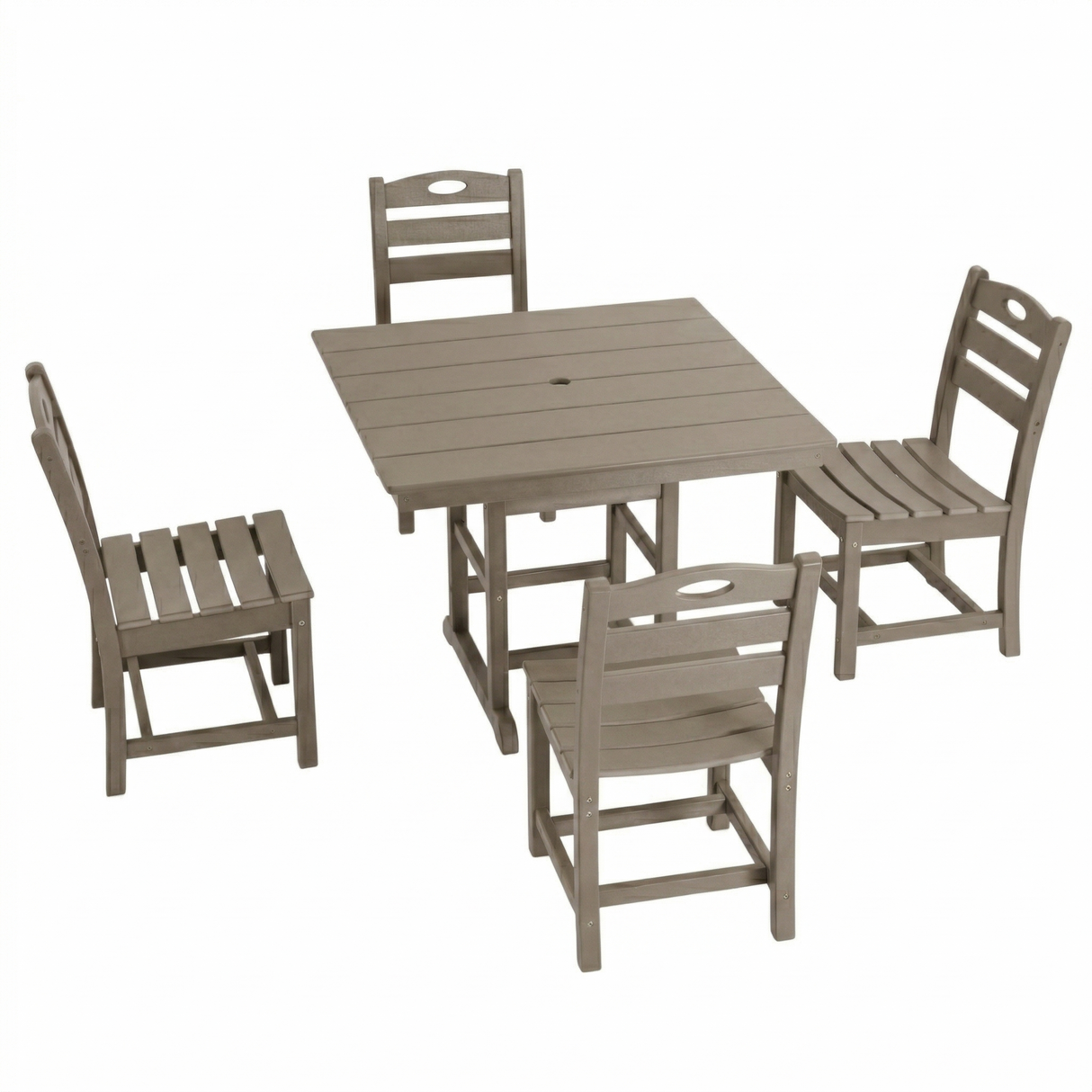 Antique Wood Color HDPE 5-Piece Outdoor Patio Dining Set