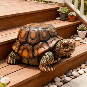 18' Garden Turtle Statue Stool, Simulated Animal Resin Sculpture, Multi-Purpose Decorative Stool
