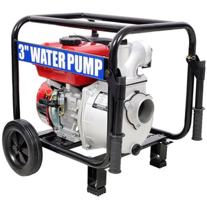 Gas Engine Powered Water Pump 3" Inlet & Outlet 7Hp 212Cc Epa Certified With Wheels And Handle - Black / Red