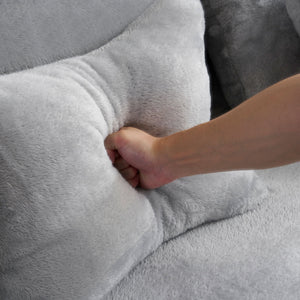 Queen Size Modern Light Grey Floor Sofa with 4 Pillows