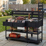 TOPMAX 62.3'' Patio Kitchen Island Solid Wood Kitchen Cart