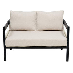 U_Style Multi-Person Outdoor Iron Sofa Set with Rattan Decoration