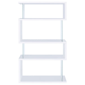 Emelle 63-inch 4-shelf Glass Panel Bookshelf White