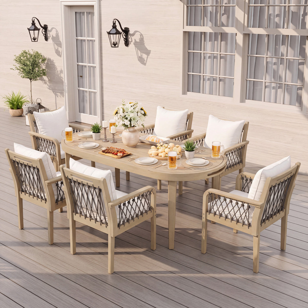 7-Piece Outdoor Acacia Wood Dining Set