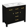 Modern Bathroom Vanity With 36" Resin Sink – 4 Drawer Storage Cabinet