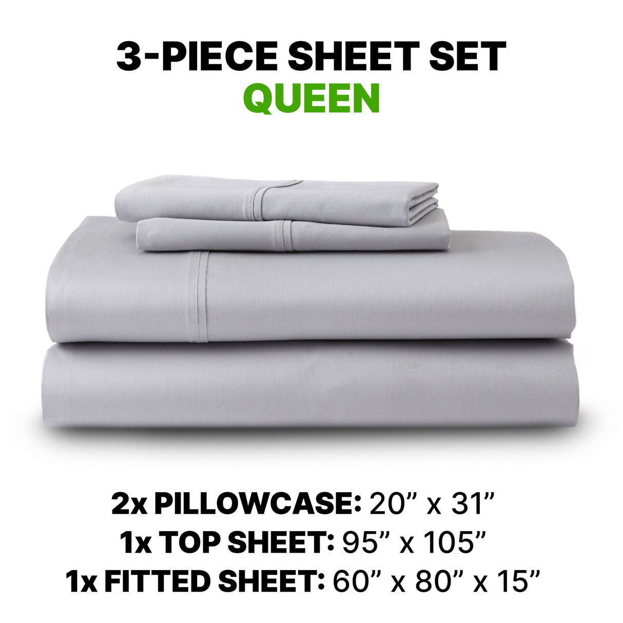 Sheet Set Luxurious Supima, Wrinkle Resistant, Breathable, With 2 Ghostgrip Band