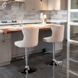 Swivel Barstools Adjusatble Seat Height From 25-33", Modern Upholstered Base Bar Stools With Backs Comfortable Tufted For Home Pub And Kitchen Island (Set of 2)