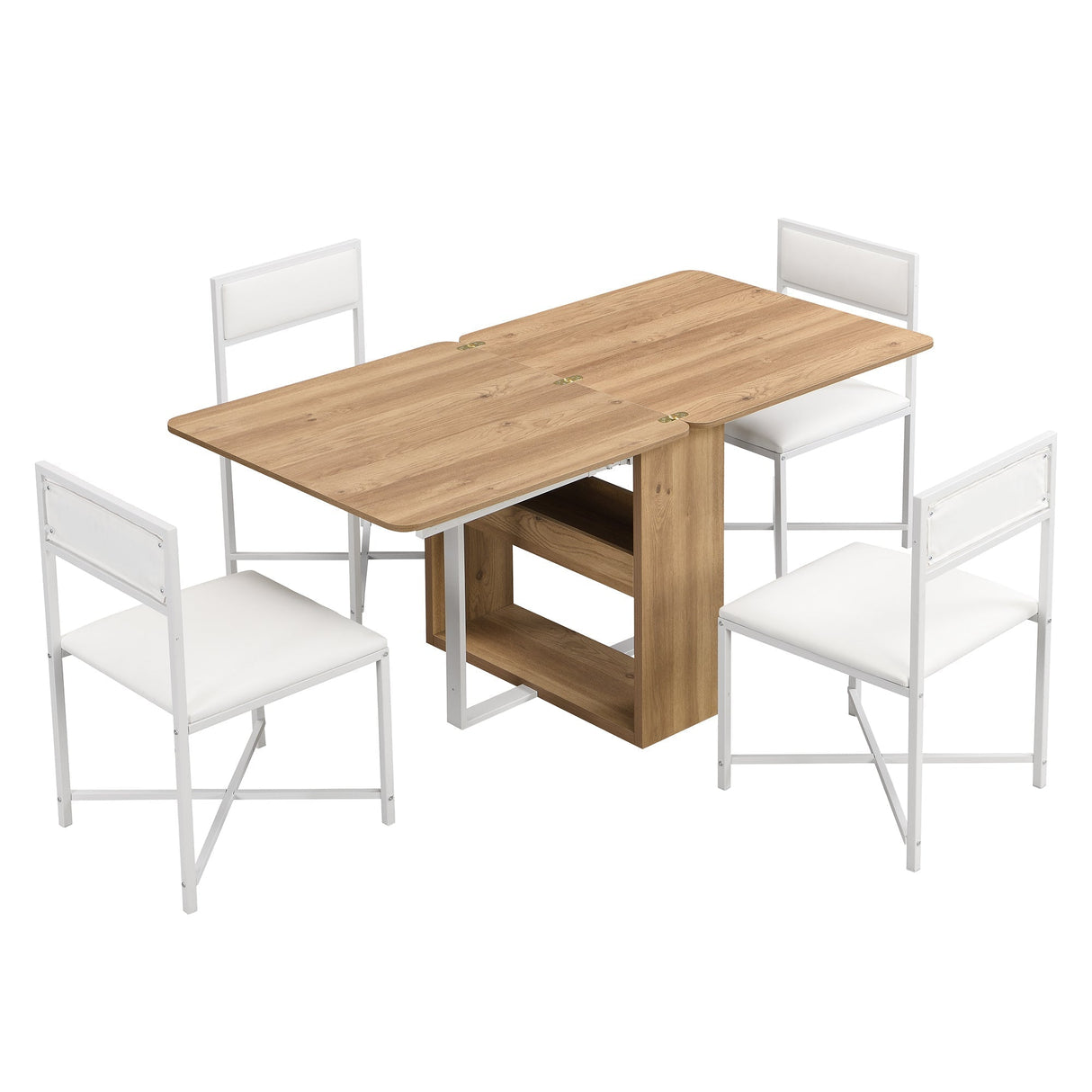 TOPMAX Modern Compact 63-inch 5-Piece Extendable Dining Table Set